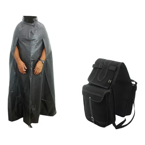 Kit Capa Boiadeiro Gg + Porta Capa Com Alfoje Em Lona Cor Preto Foto 1
