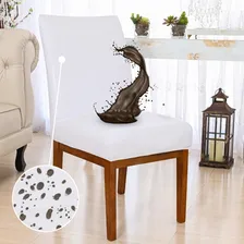 Kit Capa Cadeira Jantar 8 Tecido Impermeável Cor Branco Desenho Do Tecido Liso Foto  mini 1