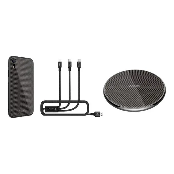 Kit Capa Carregador Sem Fio Para iPhone XR Nillkin Fancy Foto 1