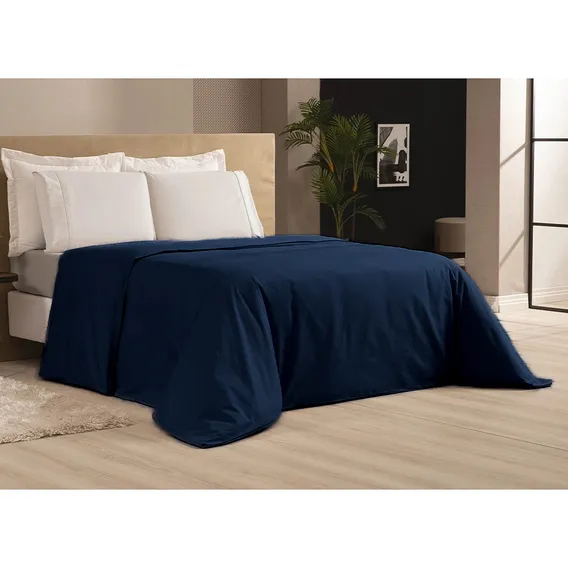 Kit Capa De Edredom Queen Duvet 600 Fios Egípcio +2 Fronhas Cor Azul-petróleo Foto 1