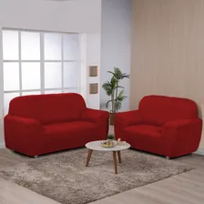 Kit Capa De Sofa 2e3 Lugares Ibitex Malha Lisa Coladinha Cor Vermelho Foto mini 1