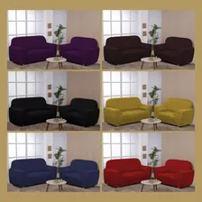 Kit Capa De Sofa 2e3 Lugares Ibitex Malha Lisa Coladinha Cor Vermelho Foto mini 4