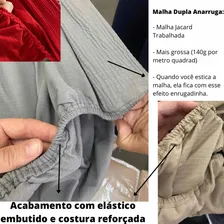 Kit Capa De Sofá Coladinha Jogo 2 E 3 Lugares Malha Canelada Cor Cinza Foto mini 4