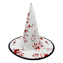 Kit Capa E Chapéu Branco Ensanguentado Halloween Bruxa Medo Foto mini 2