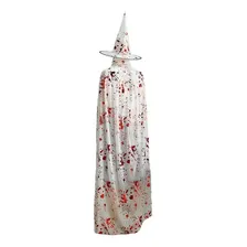 Kit Capa E Chapéu Branco Ensanguentado Halloween Bruxa Medo Foto mini 1