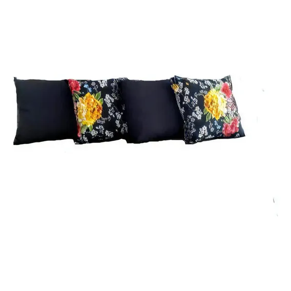Kit Capa Para Almofada Floral Preto 4 Peças Foto 1