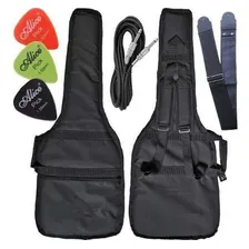 Kit Capa Para Guitarra Acolchoada Com Cabo Palhetas Correia Foto  mini 1