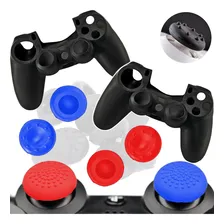 Kit Capa Silicone Controle Ps4 + Grips Analógico+ Acessórios Cor Preto Foto  mini 1