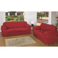 Kit Capa Sofa 21 Elasticos Rigtex Malha Gel Grossa Cor Vermelho Foto mini 1