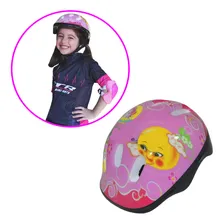 Kit Capacete Cotoveleira Joelheira Infantil Bike Skate Rosa Foto mini  3