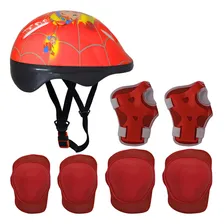 Kit Capacete Cotoveleira Joelheira Infantil Bike Skate Verme Foto  mini 1
