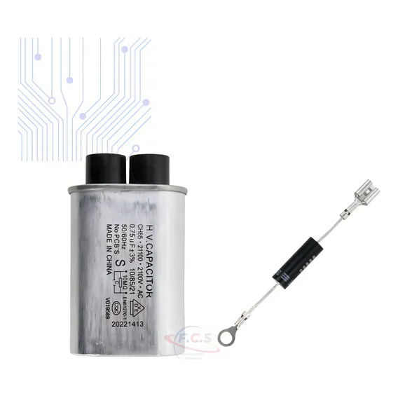 Kit Capacitor Para Microondas 0,75uf + Diodo Cl01-12 Novo Foto 1
