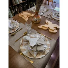 Kit Capas Sousplat Mesa Jantar Luxo Losango Bege Decoração Geométrico Foto mini 2