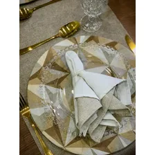 Kit Capas Sousplat Mesa Jantar Luxo Losango Bege Decoração Geométrico Foto mini 4