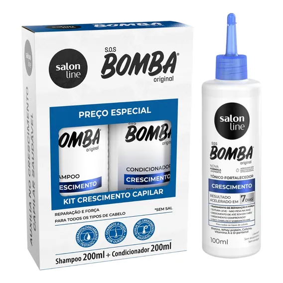 Kit Capilar Bomba Sos Crescimento Fortalecedor Salon Line Foto 1