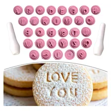 Kit Carimbo Para Doces Carimbo Marcador Alfabeto Letras 35un Cor Rosa Carimbo Alfabeto Dicionário Letras Foto  mini 1