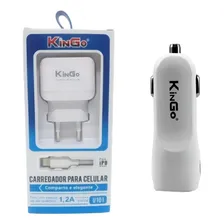Kit Carregador De Tomada Kingo + Carregador Veicular Foto mini 1