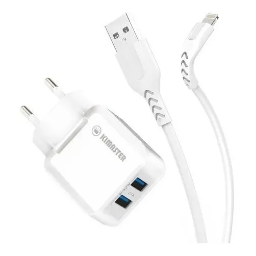 Kit Carregador Duplo + Cabo Lightning 3.4a Kt605x Foto 1