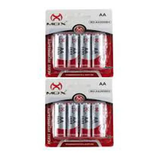 Kit Carregador Mox + 8 Pilhas Recarregáveis Mox Aa 2600 Mah Foto 1