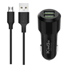 Kit Carregador Veicular Kingo Duo Usb + Cabo Micro Usb C204 Cor Preto Foto mini 1