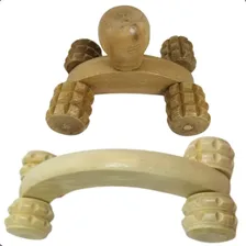 Kit Carrinho Massageador Madeira Corporal Relaxante Fisio Foto  mini 1
