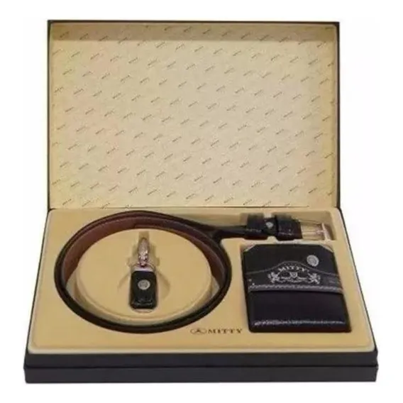Kit Carteira Mitty M1chs4 - Cinto, Chaveiro, Couro, Prata Foto 1