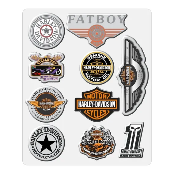 Kit Cartela Adesivos Compatível Harley Davidson 3d 10 Un 03 Cor LOGOS HARLEY DAVIDSON Foto 1
