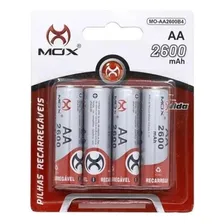 Kit Cartela Com 4 Pilhas Aa Recarregável Mox 2600mah Foto mini  2
