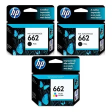 Kit Cartucho Hp 662 Preto (2) + Cartucho Hp 662 Colorido (1) Foto mini 1