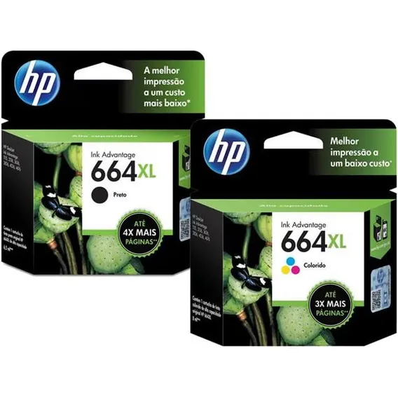 Kit Cartucho Hp 664xl Preto + 664xl Colorido 664 Foto 1