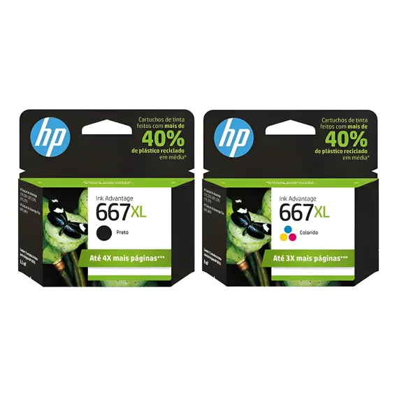 Kit Cartuchos Hp 667 Xl Preto + Xl Color 2376 2776 Foto 1