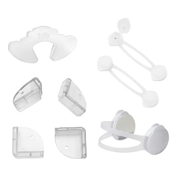 Kit Casa Segura Bebê Tomada Porta Quina 30 Peças Lolly Cor Branco Foto 1