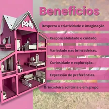 Kit casa/casinha Polly boneca 19 moveis com parquinho postagem 24h cor rosa Grupo Paraiso Foto mini 2