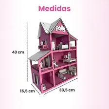 Kit casa/casinha Polly boneca 19 moveis com parquinho postagem 24h cor rosa Grupo Paraiso Foto mini 4