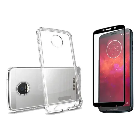 Kit Case Capa Proteção Para Motorola Moto Z3 Play + Pelicula Cor Transparente Foto 1