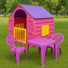 Kit Casinha Brinquedo Minnie E Mesa 2 Cadeiras Infantil Rosa Foto mini 1