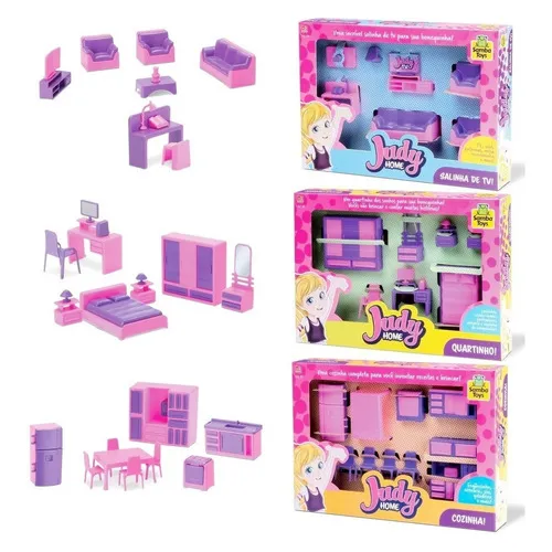 Kit Casinha Quarto + Cozinha + Sala Brinquedo Menina - Samba Foto 1