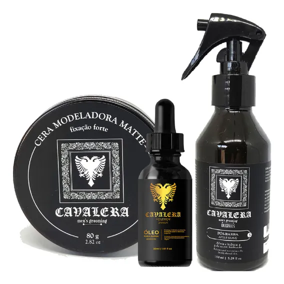 Kit Cavalera P贸s Barba + Cera Matte Bay Rum E 脫leo Premium Foto 1