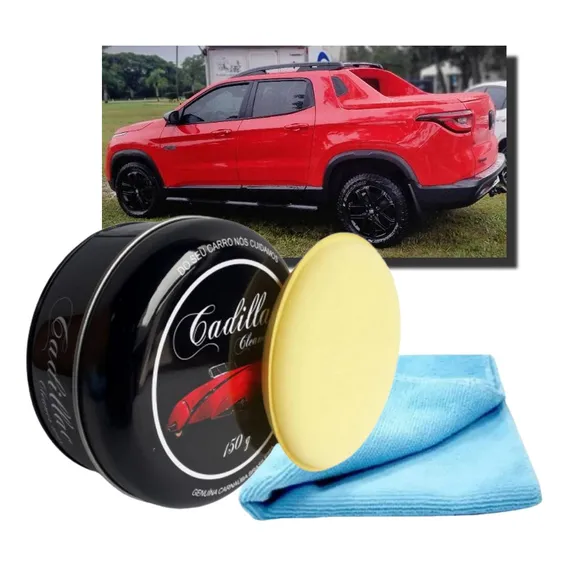 Kit Cera Cleaner Wax Cadillac 150g Brilho + Aplicador + Pano Foto 1