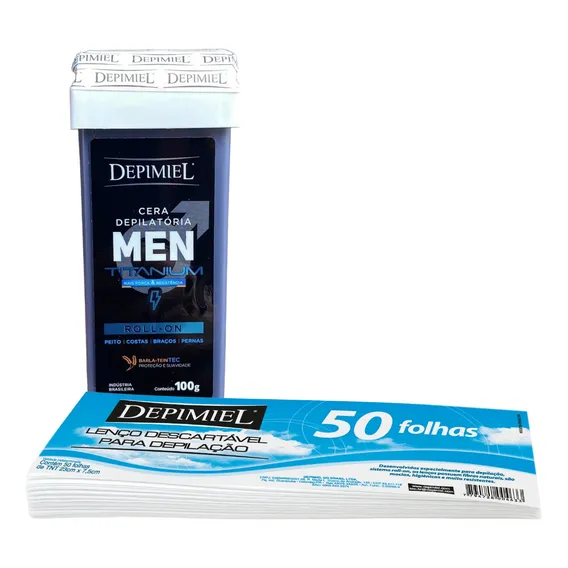 Kit Cera Men Powerful Roll-on E Lenço Descartável Depimiel Foto 1