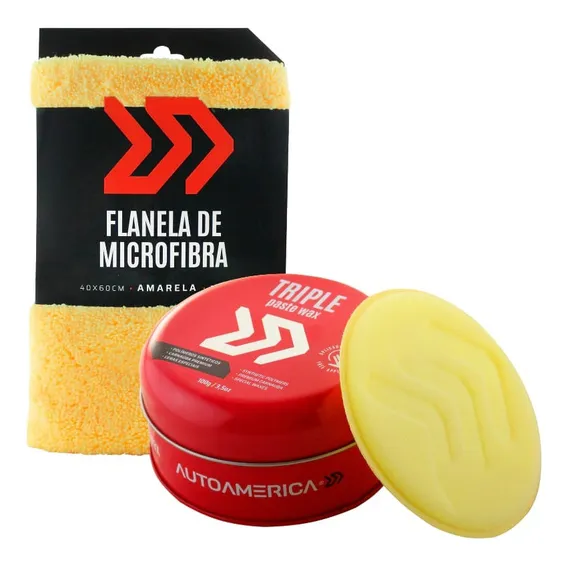 Kit Cera Triple Wax 100g + Flanela 40x60 Autoamerica Foto 1
