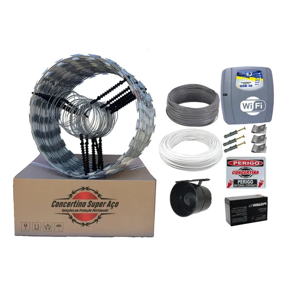 Kit Cerca Concertina + Central Com Wifi / 20 Metros 45 Cm Foto 1