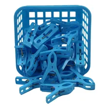 Kit Cesta Com 24 Pregadores De Roupas Azul Foto  mini 1