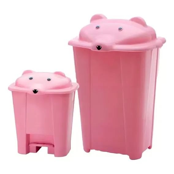 Kit Cesto 44 Litros + Lixeira C/ Pedal Urso Rosa - Cajovil Foto 1