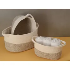 Kit Cesto Organizador Decorativo Multiuso Fibra Natural Cor Kit 3 Cesto Organizador Foto mini  2