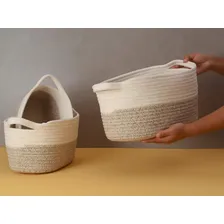 Kit Cesto Organizador Decorativo Multiuso Fibra Natural Cor Kit 3 Cesto Organizador Foto mini  3
