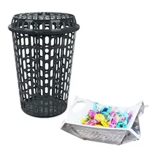 Kit Cesto Telado 60l Preto + Cesto Com 36 Prendedores Branco Foto mini 1