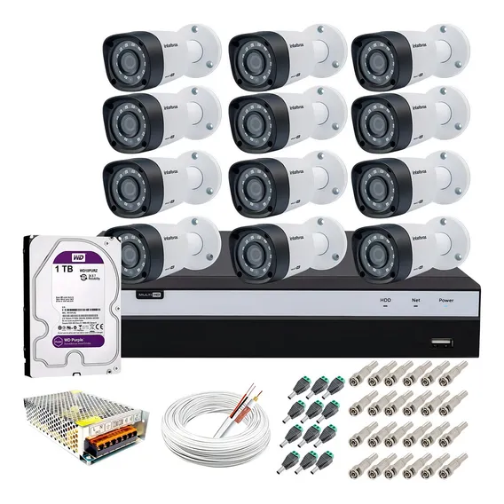 Kit Cftv 12 Câmeras Full Hd Vhd 1220b Dvr Intelbras 3116 1tb Foto 1