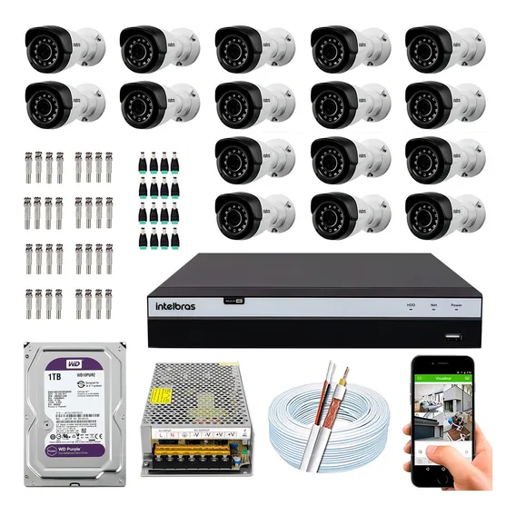 Kit Cftv 16 Câmeras Intelbras Vhl 1220b Full Hd 1080p Purple Foto 1