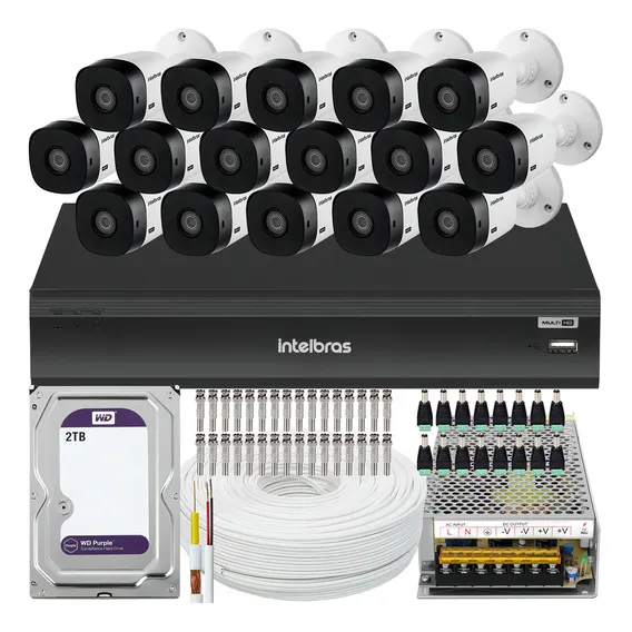 Kit Cftv 24 Cameras Full Hd Dvr Intelbras 1232 2tb Wd Purple Foto 1